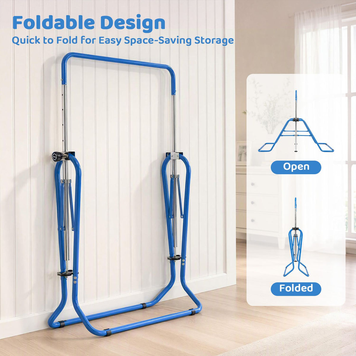 143 lbs Capacity Foldable and Adjustable Kids Gymnastics Bar with 5 Height Levels