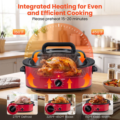 1450W 8 QT Electric Roaster Featuring Self-Basting Lid Holds up to 13.2 LBS Turkey