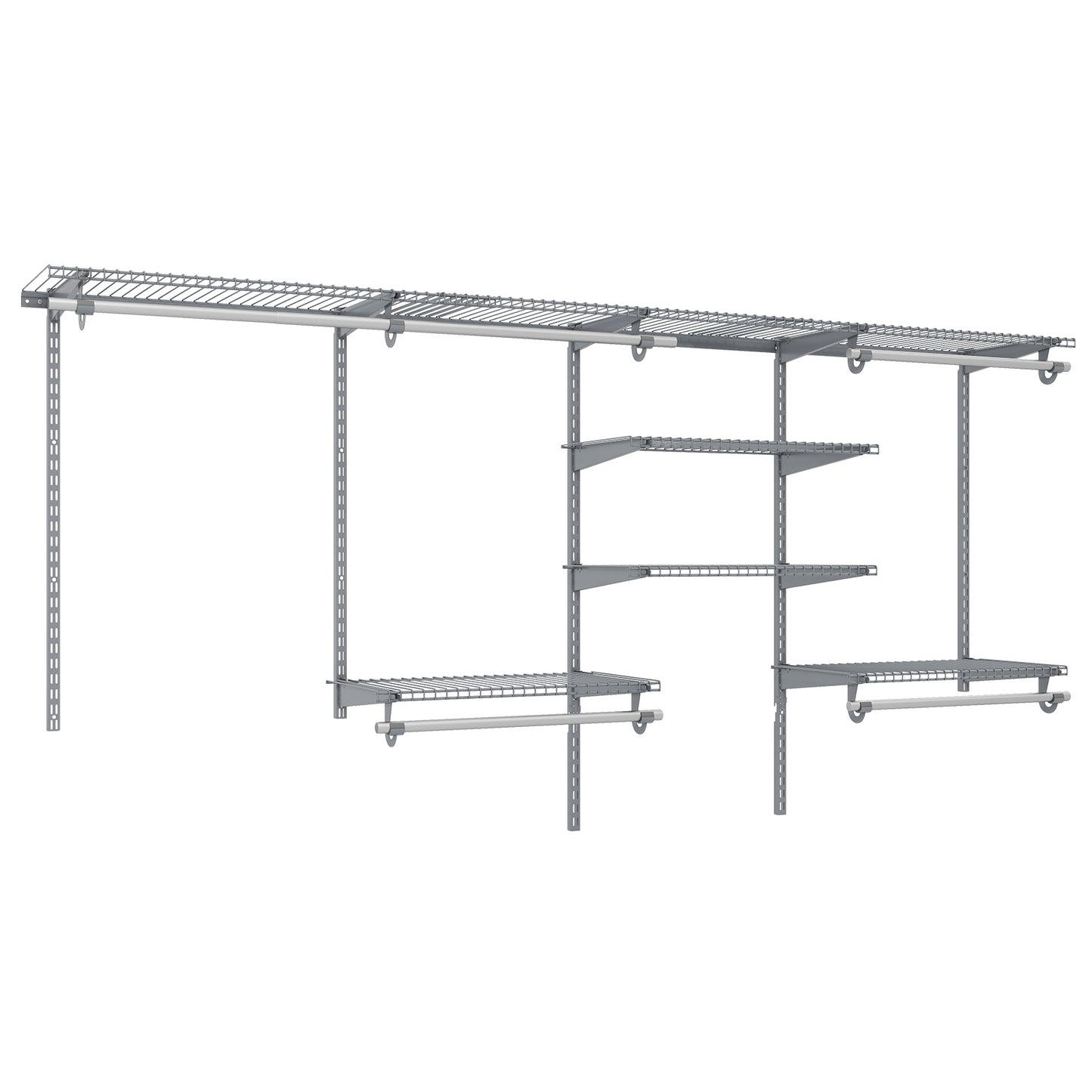 4-8 Feet Closet Organizers and Storage System with Hanging Rod for Laundry Bedroom-Grey