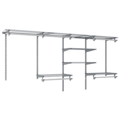 4-8 Feet Closet Organizers and Storage System with Hanging Rod for Laundry Bedroom-Grey
