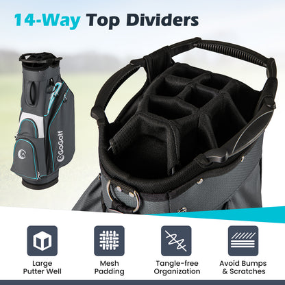 Golf Cart Bag Lightweight Portable Golf Club Organizer Bag-Gray