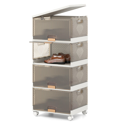 3/4/5/6-Cube Stackable Storage Bins with Detachable Wheels-4 Cube