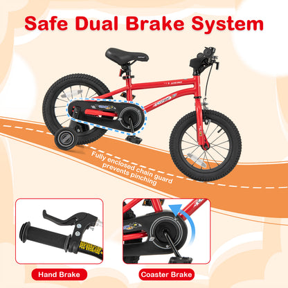 16-Inch Kids Bike Ages 4-7 with Handbrake and Coaster Brake and Bell Ring-16 inches