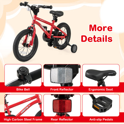 16-Inch Kids Bike Ages 4-7 with Handbrake and Coaster Brake and Bell Ring-16 inches