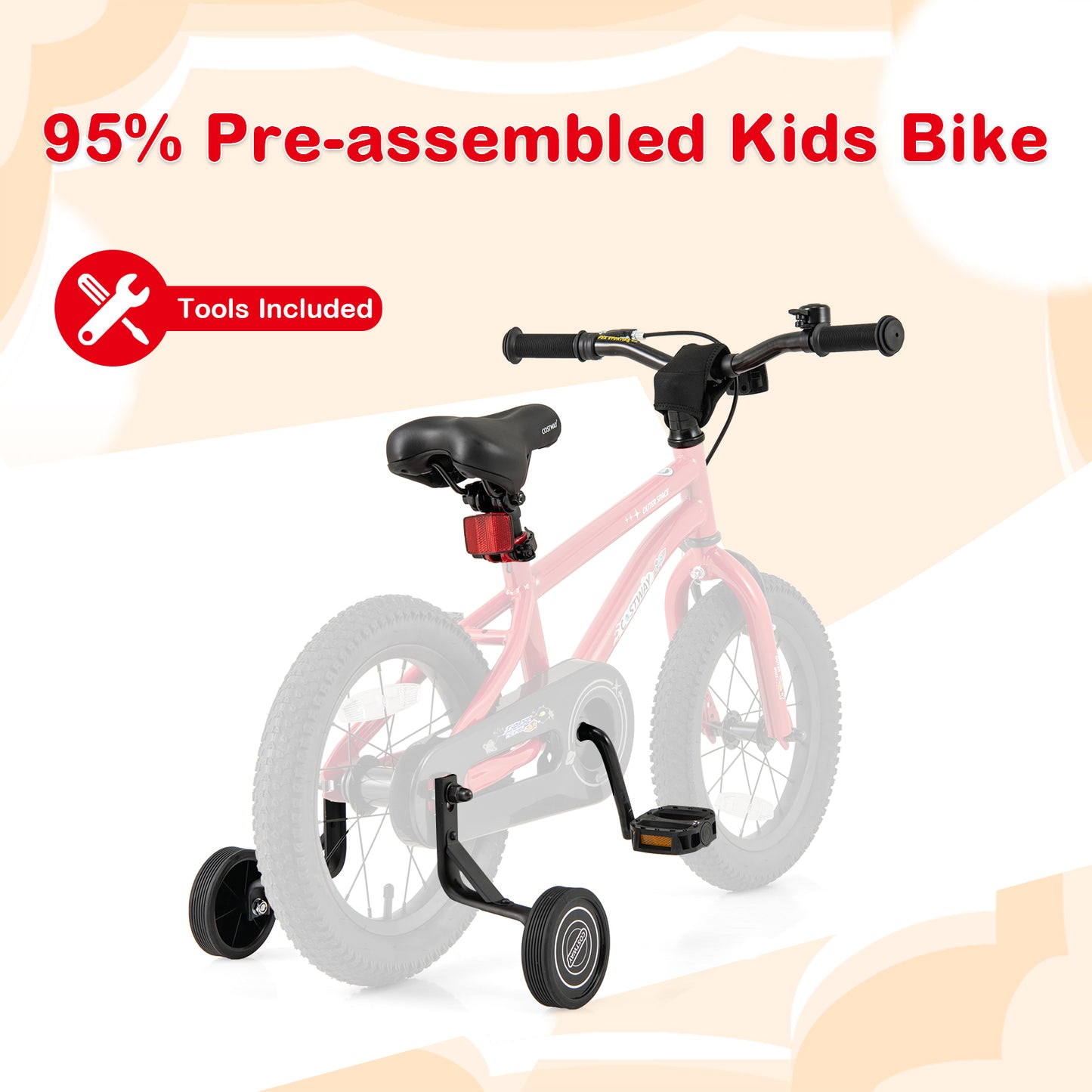 16-Inch Kids Bike Ages 4-7 with Handbrake and Coaster Brake and Bell Ring-16 inches