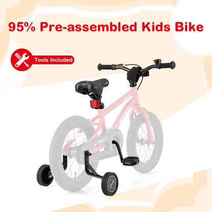 16-Inch Kids Bike Ages 4-7 with Handbrake and Coaster Brake and Bell Ring-16 inches