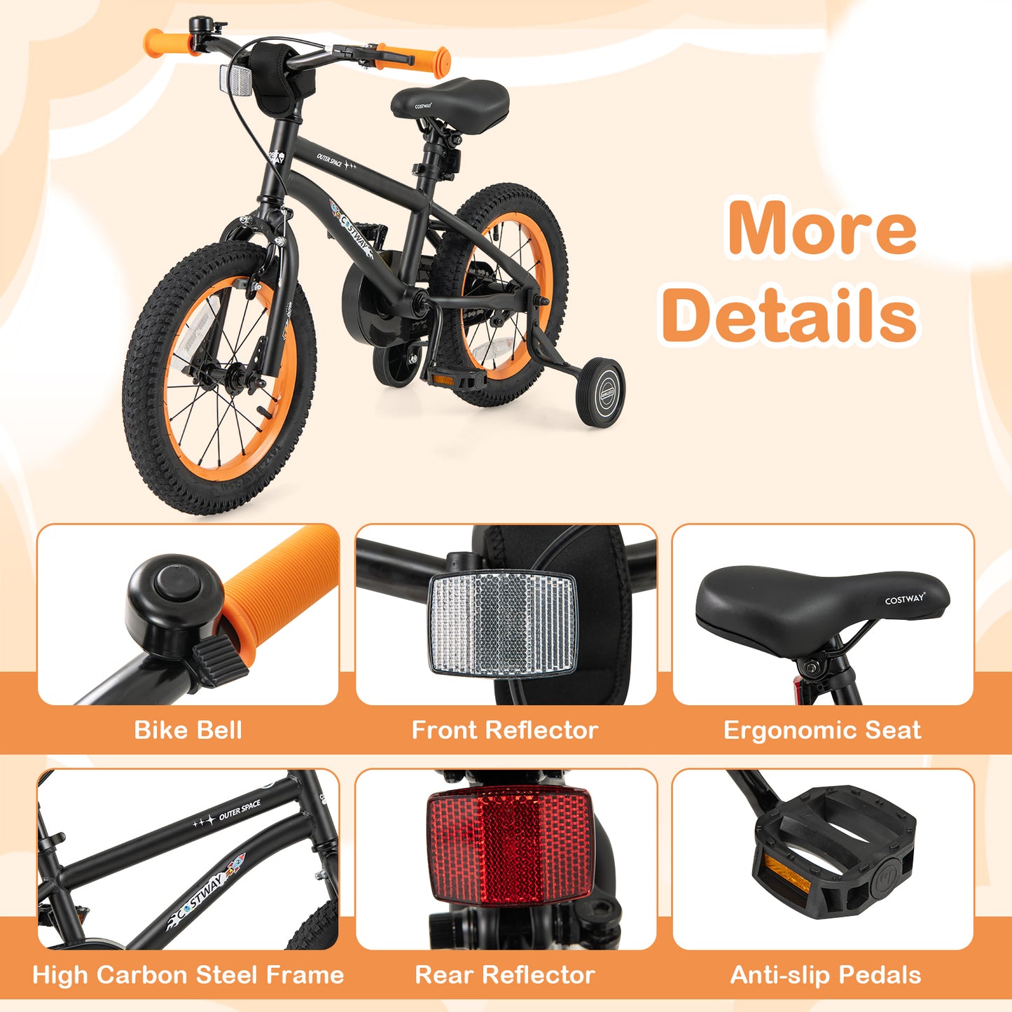 16-Inch Kids Bike Sport Bicycle for 4-7 Years Old with Adjustable Seat and Reflectors-16 inches