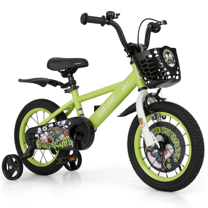 16 Inch Kids Bike Adjustable with Detachable Training Wheels for 4-8 Years Old-16 inches - 14 Inches