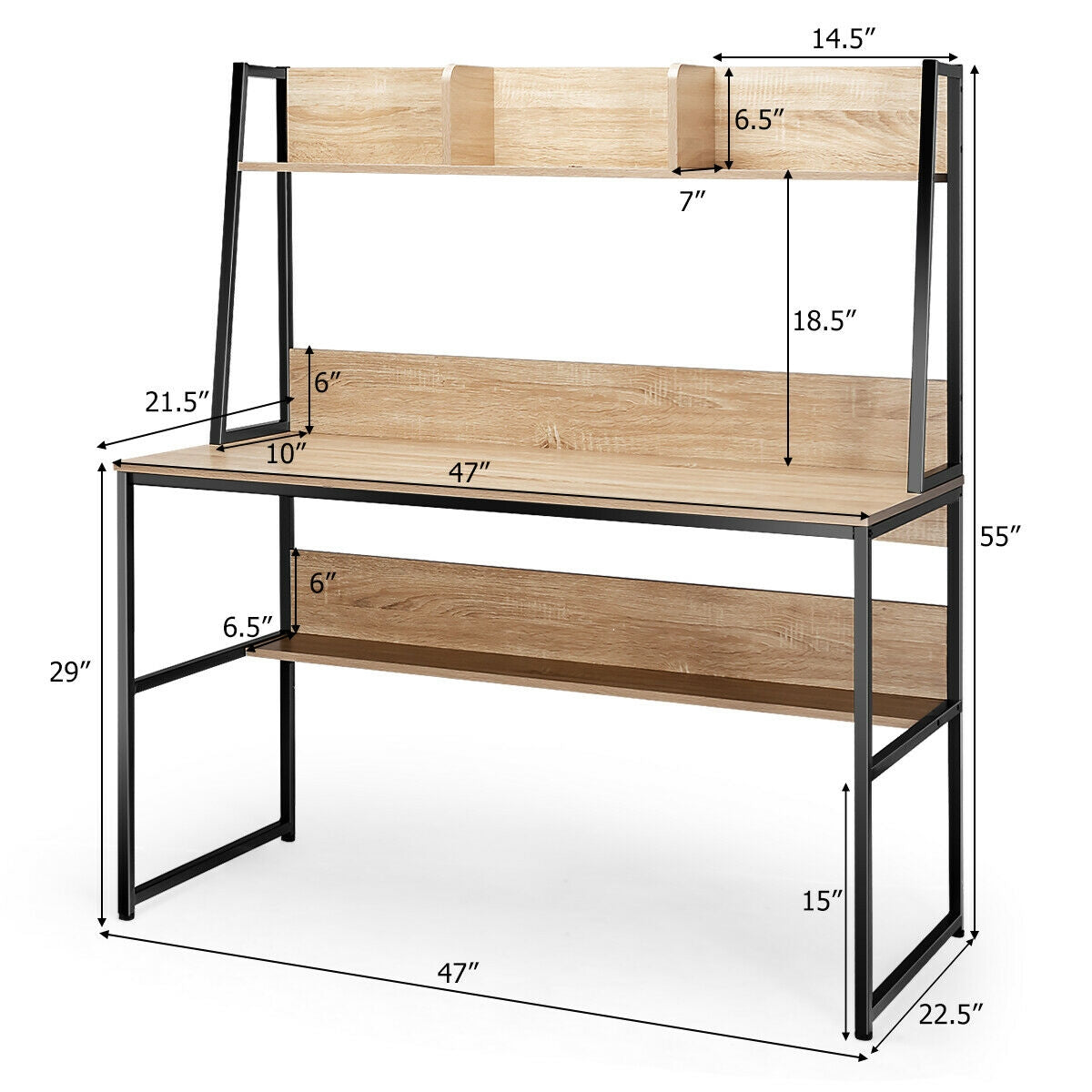 47-Inch Computer Desk Writing Study Table Workstation-Natural