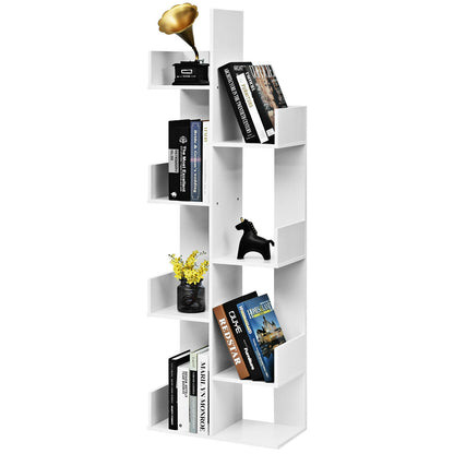 8-Tier Bookshelf Bookcase with 8 Open Compartments Space-Saving Storage Rack