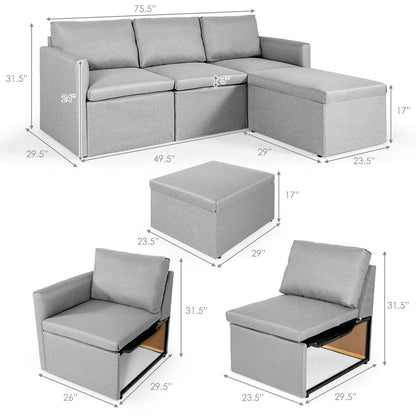 Convertible L-Shaped Sectional Sofa Couch with Reversible Chaise