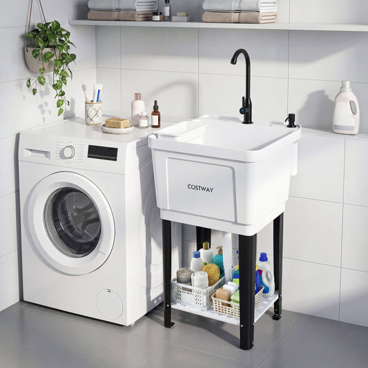 14.5 Gal Utility Sink with Rotating Faucet & Adjustable Legs