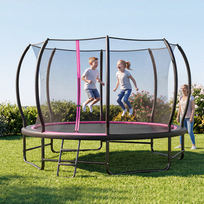 14 FT Outdoor Recreational Trampoline with 4 Stabilizer Bars for Backyard