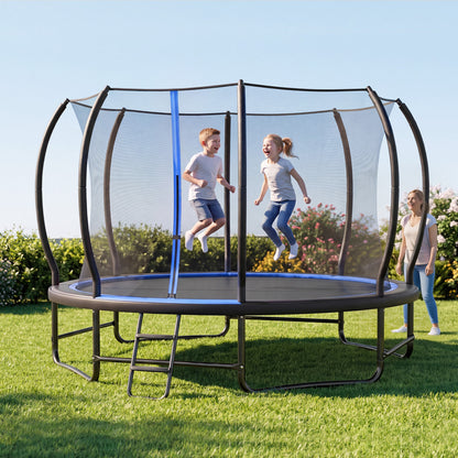 14 FT Outdoor Recreational Trampoline with 4 Stabilizer Bars for Backyard