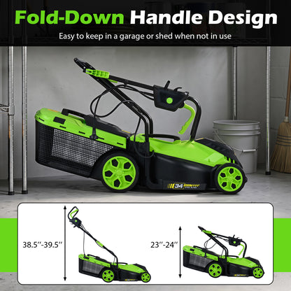14-Inch Corded Electric Lawn Mower with 5-Position Height Adjust