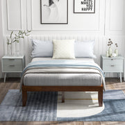 14 Inch Full Size Wood Platform Bed Frame with Wood Slat Support-Coffee
