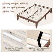 14 Inch Full Size Wood Platform Bed Frame with Wood Slat Support-Coffee