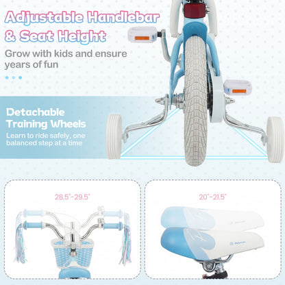 Kids Bike 12-20 Inch with Training Wheels & Basket