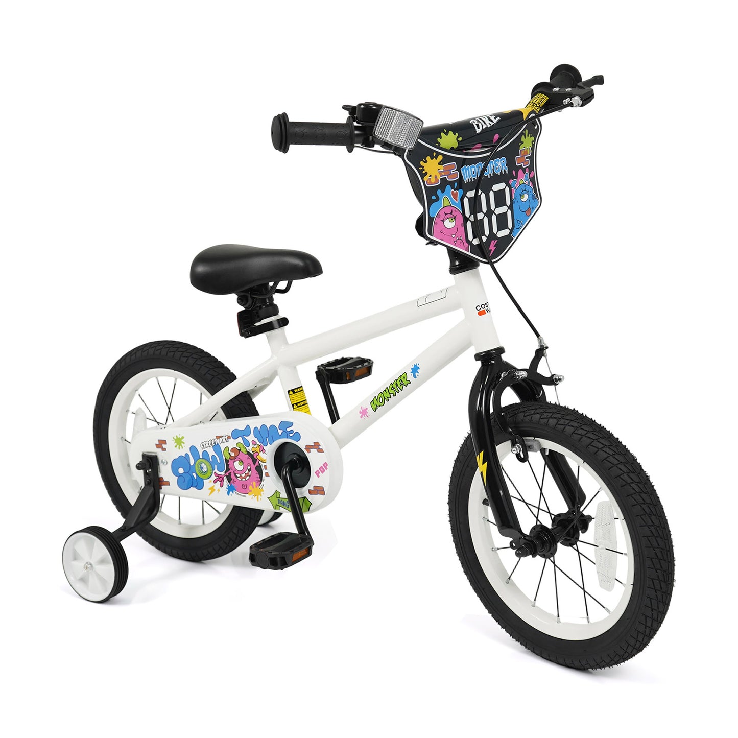 Kids Bike with Training Wheels 12-18 Inch White
