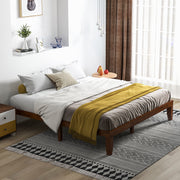 14 Inch King Size Rubber Wood Platform Bed Frame with Wood Slat Support-Walnut