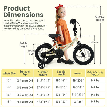 14 Inches Kids Bike Sport Bicycle with Removable Training Wheels