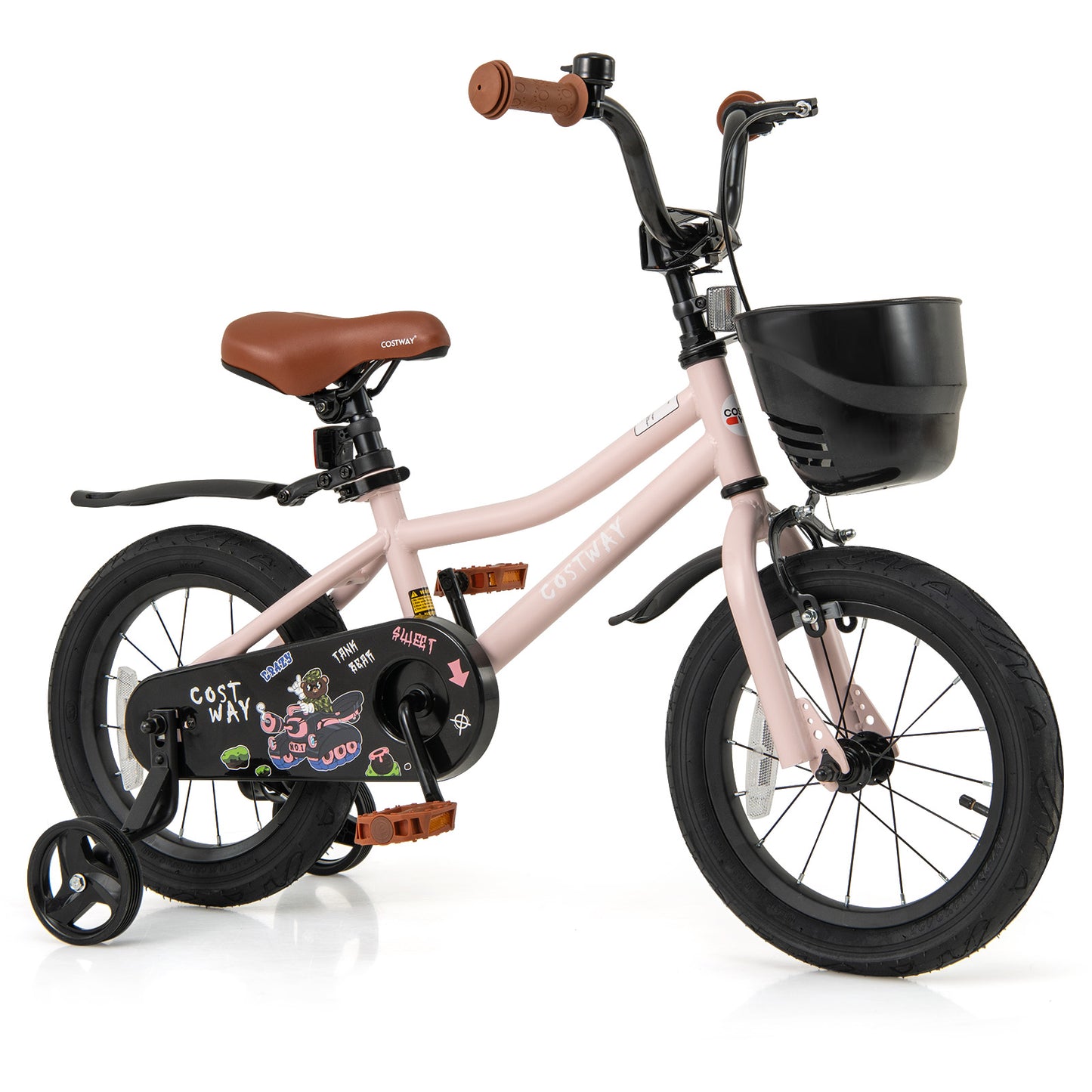 18 Inches Kids Bike with Basket and Adjustable Handlebar for 4-8 Years Old - 5 Years Old