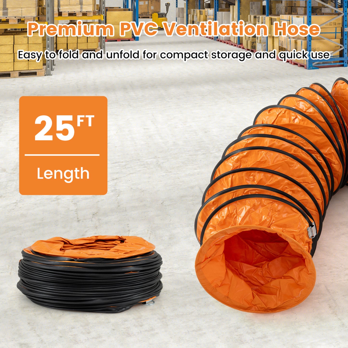 14" Industrial Blower Fan with 25 FT Flexible Duct Hose