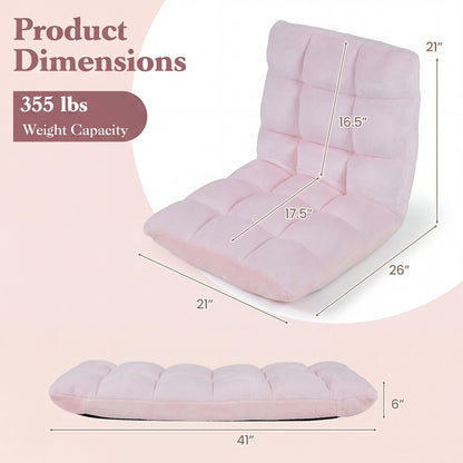 Adjustable 14-position Cushioned Floor Chair-Beige - Light Pink