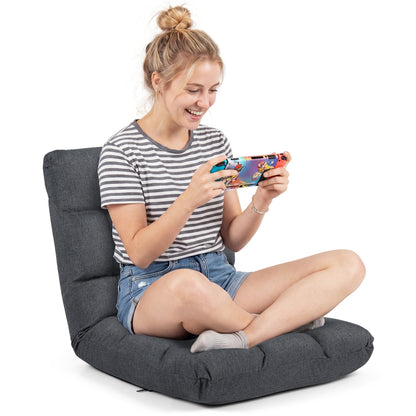 14-Position Adjustable Floor Chair with Back Support - Gray