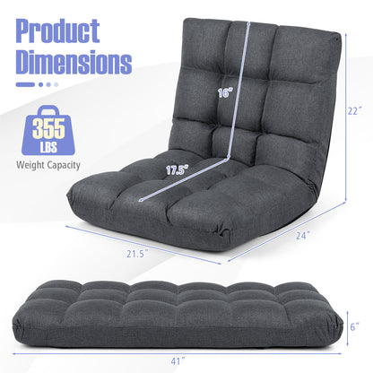 14-Position Adjustable Floor Chair with Back Support - Gray