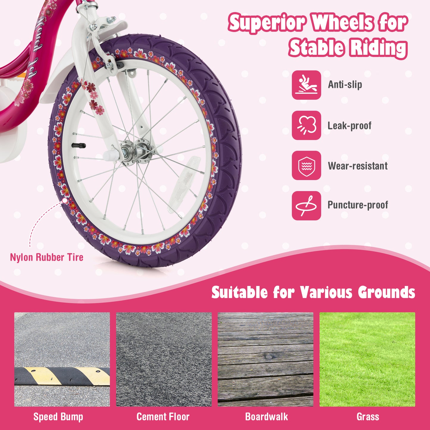 16 Inch Kids Bike with Doll Seat and Removable Training Wheels-16 inches