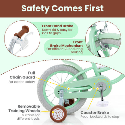 16 Inch Kids Bike with Adjustable Seat and Bell for Kids 3-8 Years Olds-16 inches