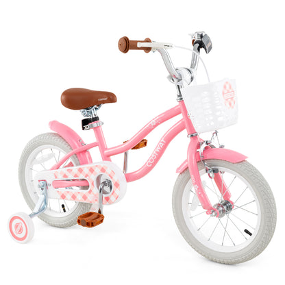 18 Inch Kids Bike with Training Wheels and Basket for Boys Girls 4-8 Years Old-18 inches - 14 Inches