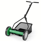 14 Inch Push Lawn Mower with 5 Steel Blades and Grass Catcher Bag-Green