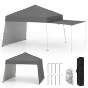 14 x 9.2 Feet Pop up Canopy Tent with 2 Convertible Sidewalls to Awning and Stakes-Gray
