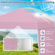 14 x 9.2 Feet Pop up Canopy Tent with 2 Convertible Sidewalls to Awning and Stakes-Pink