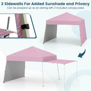 14 x 9.2 Feet Pop up Canopy Tent with 2 Convertible Sidewalls to Awning and Stakes-Pink