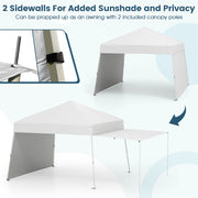 14 x 9.2 Feet Pop up Canopy Tent with 2 Convertible Sidewalls to Awning and Stakes-White