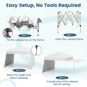 14 x 9.2 Feet Pop up Canopy Tent with 2 Convertible Sidewalls to Awning and Stakes-White