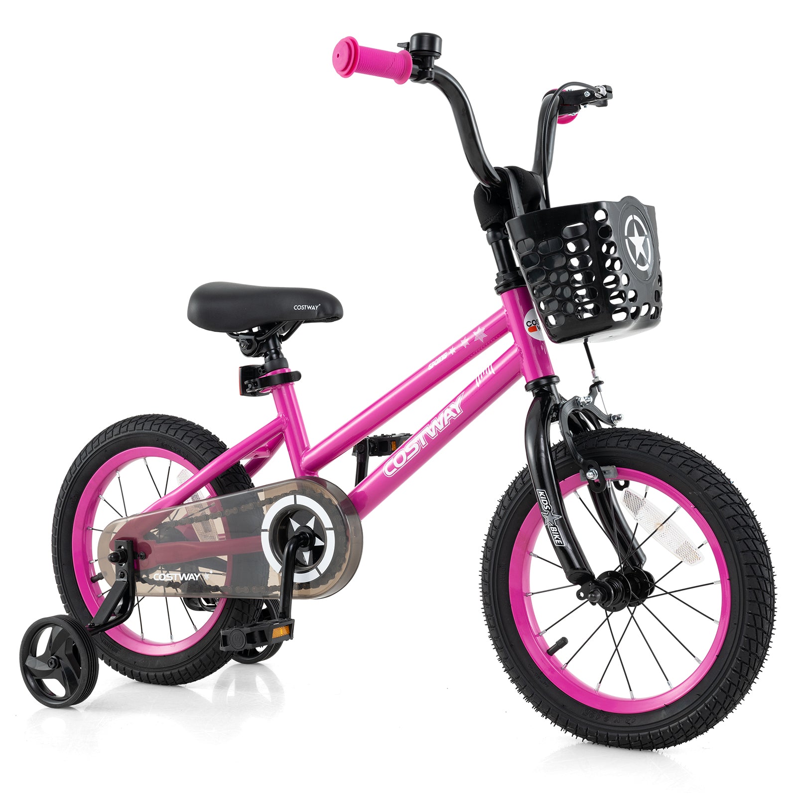 12 Inch Kids Bike Adjustable Bicycle with Front Basket for Children Aged 3-4 Years Old - 5 Years Old