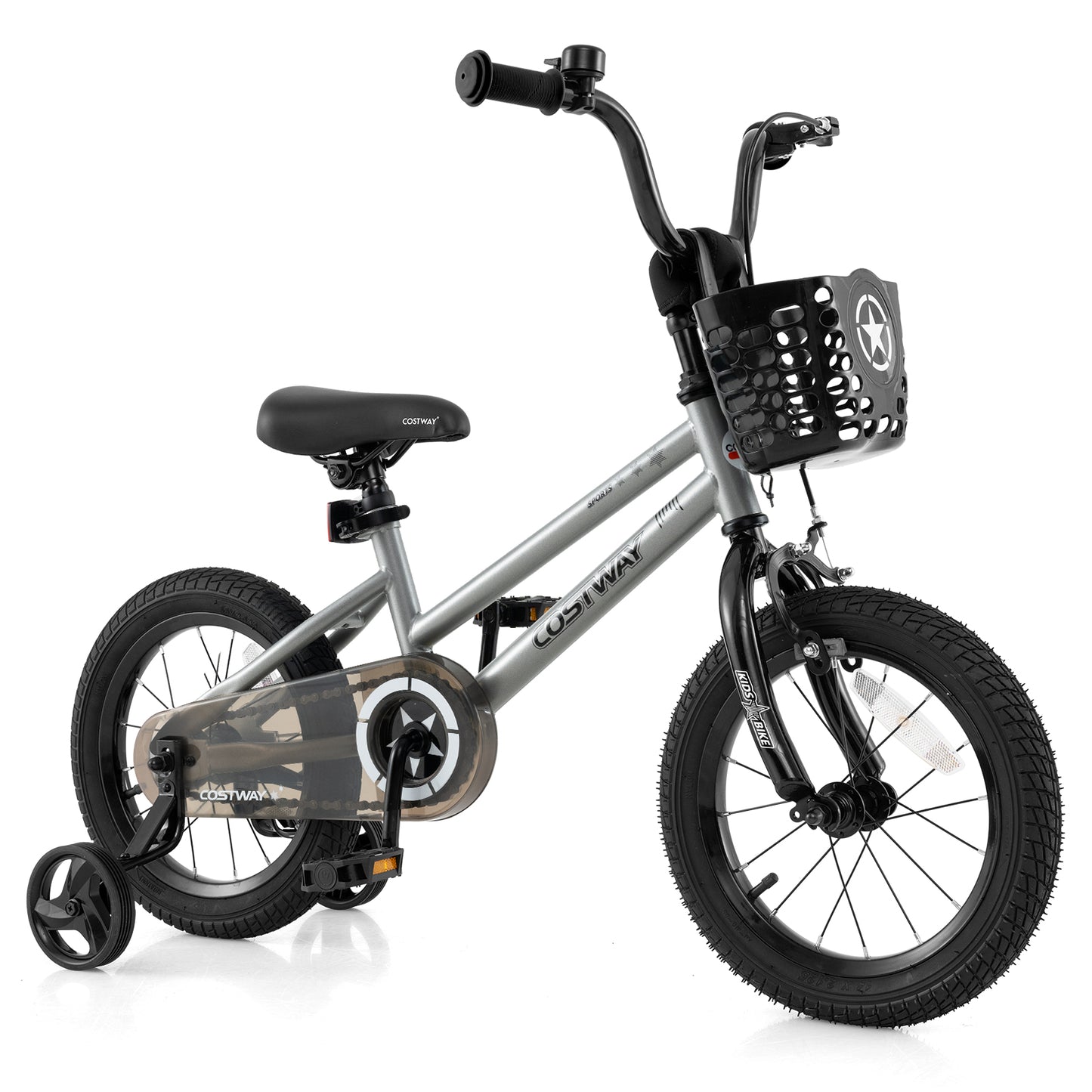 14 Inch Kids Bike Adjustable with Transparent Chain Cover for 4-5 Years Old - 5 Years Old