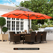 15.5 FT Extra-Large Patio Umbrella with LED Solar Lights and Crank Handle-Orange