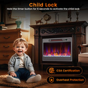 23 Inch 1500W Recessed Electric Fireplace Insert with Remote Control-Silver