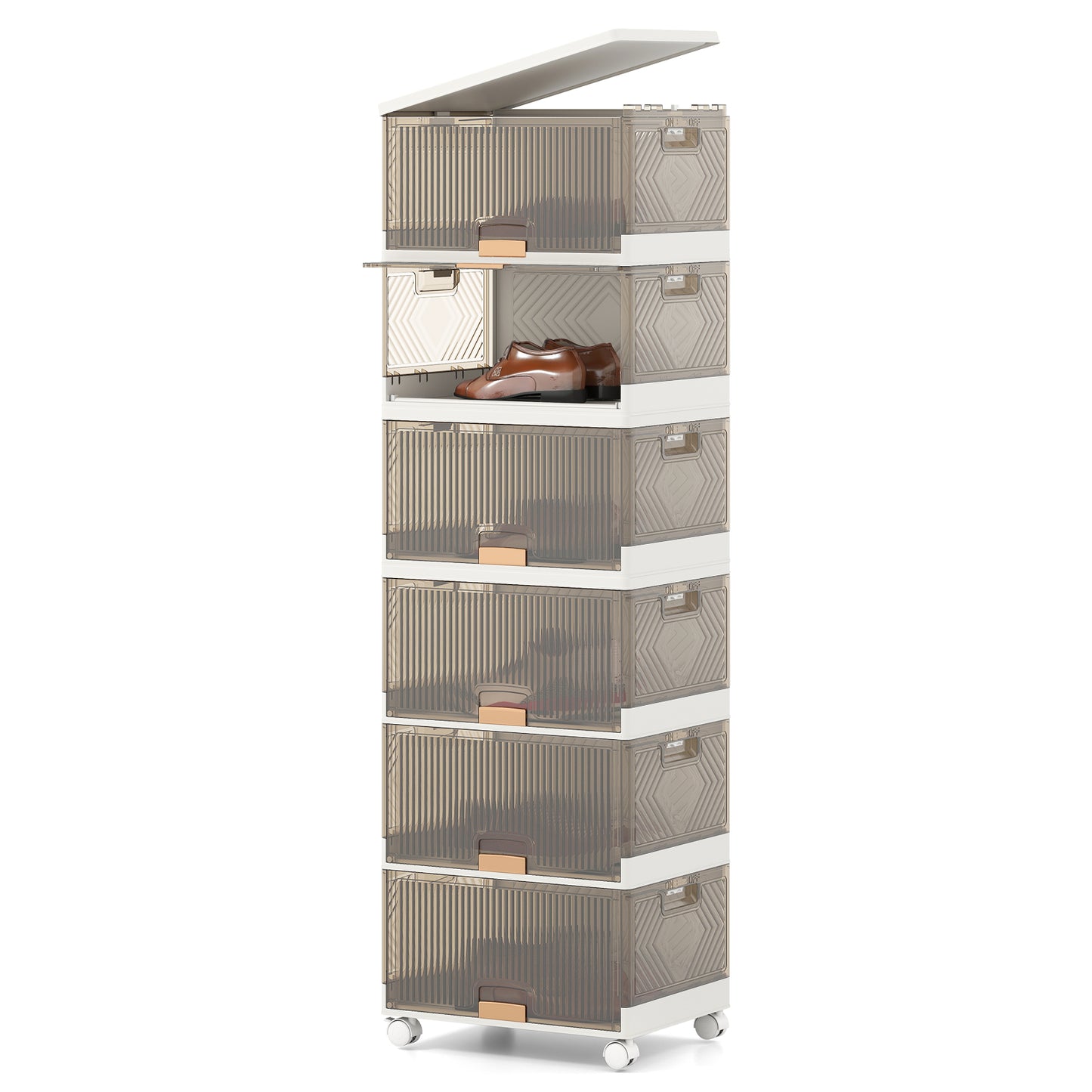 3/4/5/6-Cube Stackable Storage Bins with Detachable Wheels-6 Cube