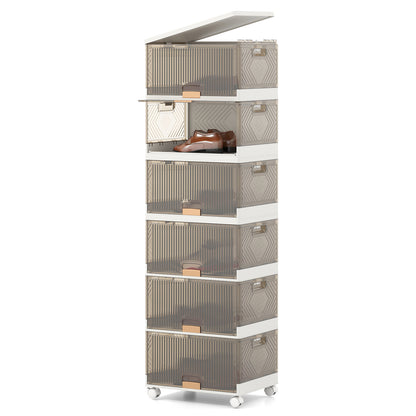 3/4/5/6-Cube Stackable Storage Bins with Detachable Wheels-6 Cube