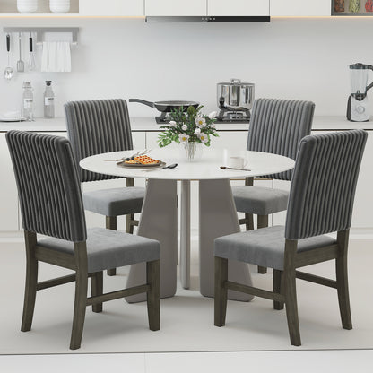 Dining Chair Set of 2 Mid-Century Modern Velvet Fabric Upholstered Chairs-Grey