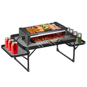 Foldable Camping Grill Table with Side Trays