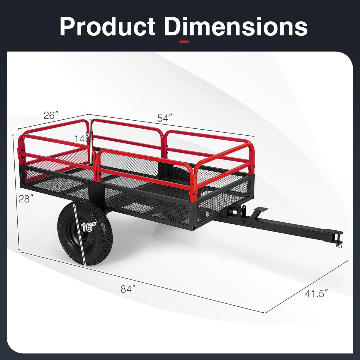 1540 LBS Capacity 17.6 Cu. Ft Heavy Duty Metal Dump Cart Trailer