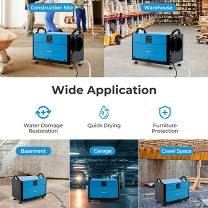 155 Pint Crawl Space Dehumidifier with 3 Modes and 24H Timer-Blue