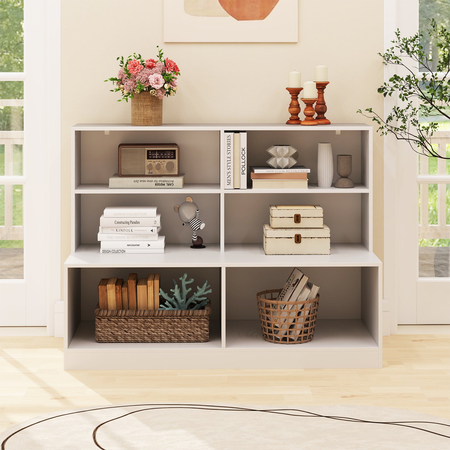 Entryway Shoe Cabinet with 2 Anti-tipping Kits-White
